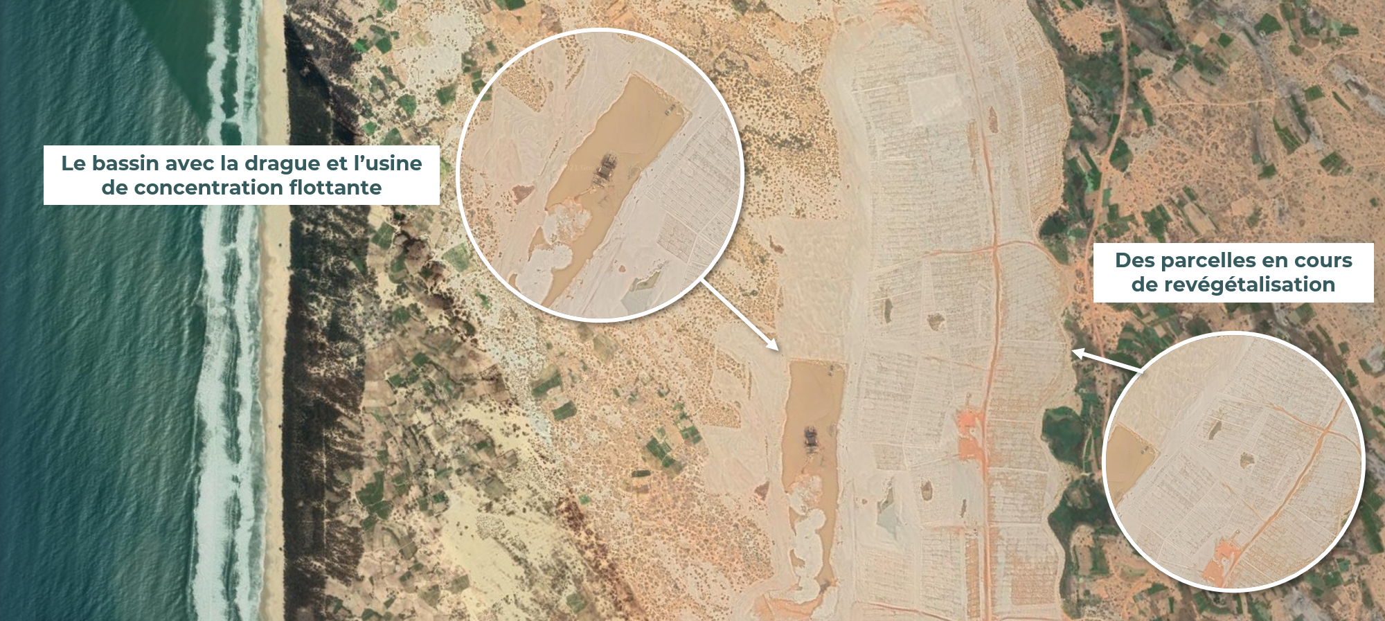 Vue satellite de la mine de GCO, filiale du groupe Eramet au Sénégal