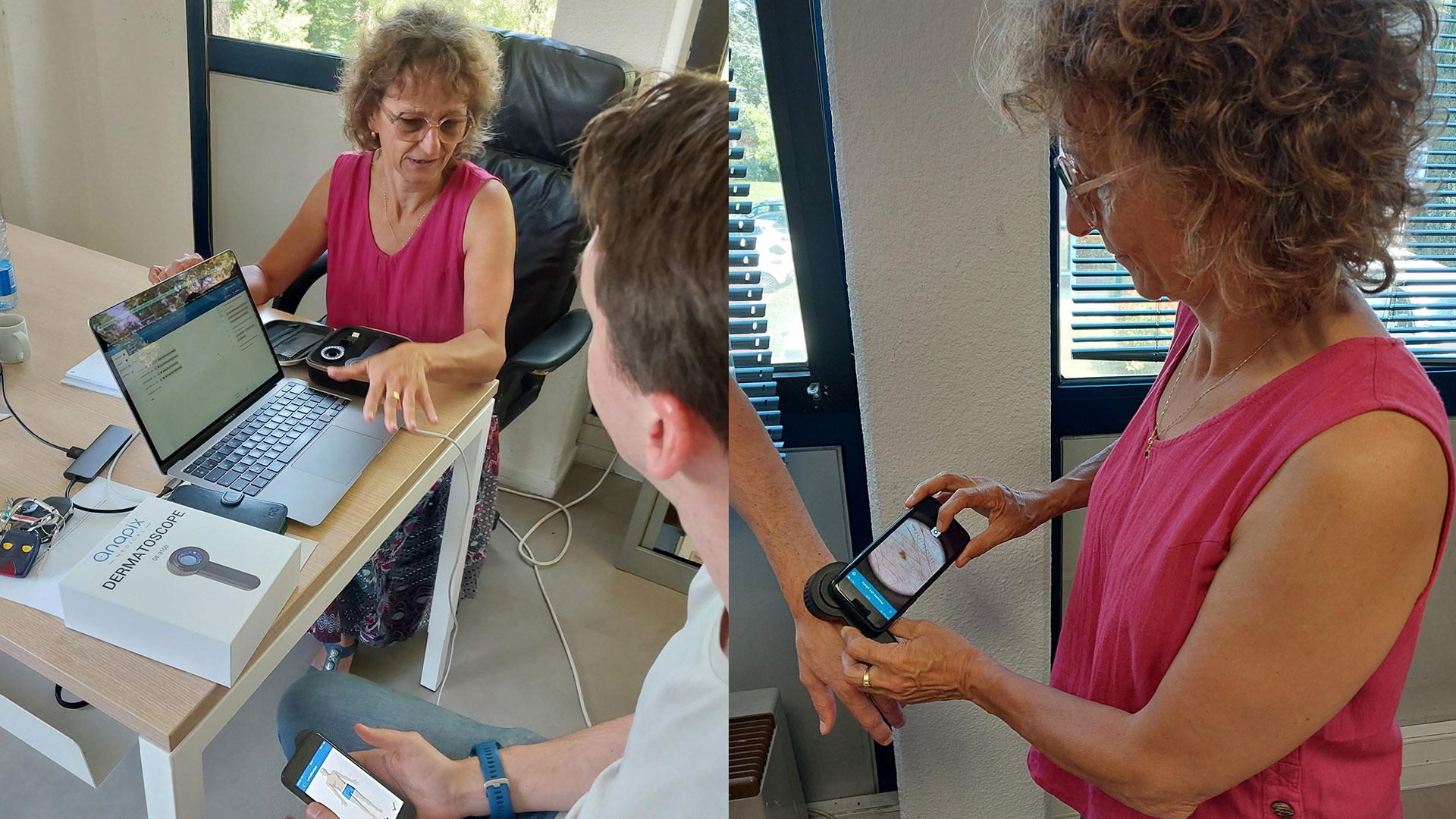 2025-06-12_eramet-groupe_dépistage-cancer_formation-dépistage-SLN L’infirmière de la SLN, Mme Darne, en formation au dépistage des cancers de la peau avec dermoscope digital